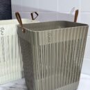 Canastas Grandes Ropa O Multiusos Plasticas Con Manija Cuero Decorativa 40X36X26Cm