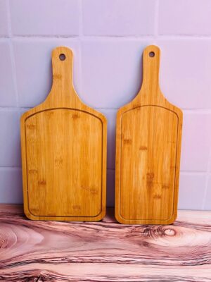 Tabla De Picar Con Mango Madera Rectangular Mediana 16X44X1Cm