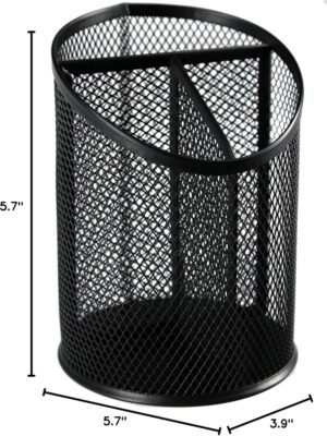 Organizador De Oficina Vaso Metalico Mediano De 3 Espacios