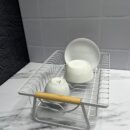 Escurridor Metálico blanco Agarre Madera Fino