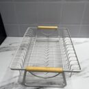 Escurridor Metálico blanco Agarre Madera Fino