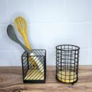 Porta Cubiertos Vertical en hierro y madera