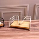 Servilletero Metalico Y Madera Fino 15X15X7Cm