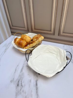 Canastilla Metálica Rendonda Con Cubierta Tela