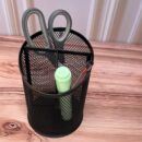 Organizador De Oficina Vaso Metalico Mediano De 3 Espacios