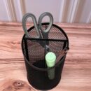 Organizador De Oficina Vaso Metalico Mediano De 3 Espacios