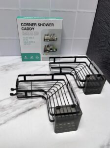 Organizador De baño esquinero x 2 unds, con Adhesivos y Accesorio Extra