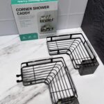 Organizador De baño esquinero x 2 unds, con Adhesivos y Accesorio Extra
