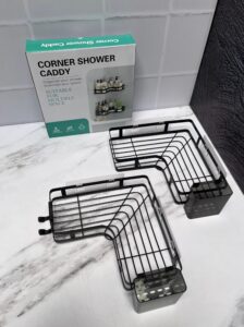 Organizador De baño esquinero x 2 unds, con Adhesivos y Accesorio Extra