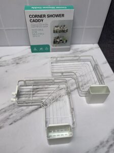 Organizador De baño esquinero x 2 unds, con Adhesivos y Accesorio Extra