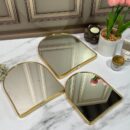 Espejo Dorado Curvo/Mdf 165X14Cm