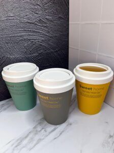 Caneca Forma Vaso De Cafe Con Tapa Mediana 21X21X27Cm