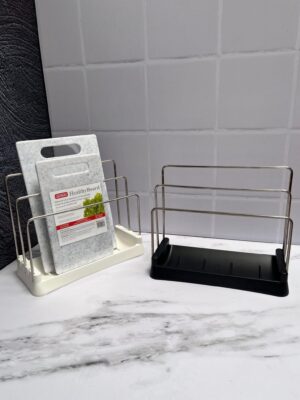 Organizador De Tabla De Picar O Tapas De Ollas Acero Inoxidable 28X13X23Cm