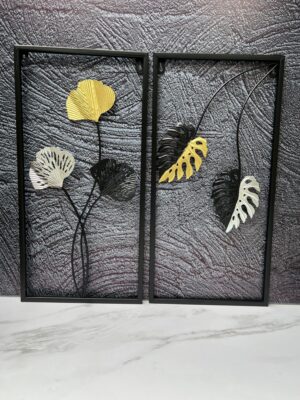 Decoracion Marco Pared Hojas Metal 25X50Cm