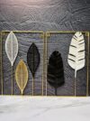 Decoracion Marco Pared Hojas Metal 41X265Cm