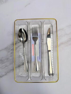 Organizador De Cubiertos Transparente Dorado Eco 265X18X45Cm