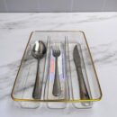 Organizador De Cubiertos Transparente Dorado Eco 265X18X45Cm