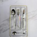 Organizador De Cubiertos Transparente Dorado 33X18X45Cm