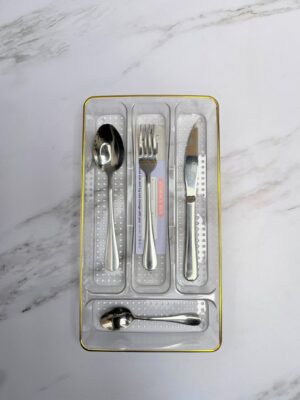 Organizador De Cubiertos Transparente Dorado 33X18X45Cm