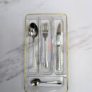 Organizador De Cubiertos Transparente Dorado 33X18X45Cm