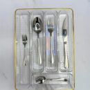 Organizador De Cubiertos Transparente Dorado Grande 33X24X45Cm