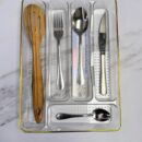 Organizador De Cubiertos Transparente Dorado Grande 33X24X45Cm