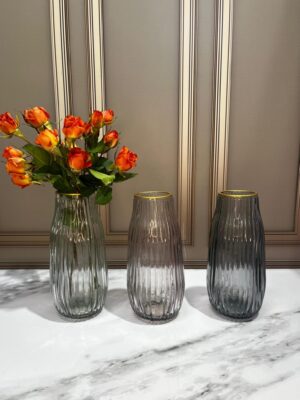 Florero Vidrio  pequeño de lineas  55X20Cm