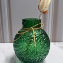 Florero Vidrio Estilo Burbuja Verde8X175Cm