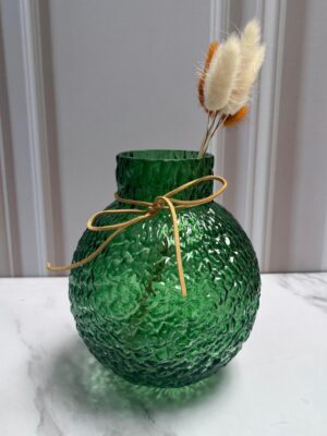 Florero Vidrio Estilo Burbuja Verde8X175Cm