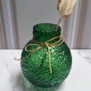 Florero Vidrio Estilo Burbuja Verde8X175Cm