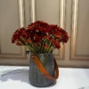 Florero Vidrio Manija Cuero Fino 10X15Cm