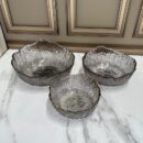 Ensaladera De Cristal Color Humo Set x3 Tamaños