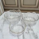 Ensaladera de cristal  Set x3 Tamaños Borde Dorado