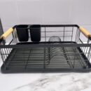 Escurridor Metálico negro Con Agarres En Madera