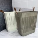 Canastas Grandes Ropa O Multiusos Plasticas Con Manija Cuero Decorativa 40X36X26Cm