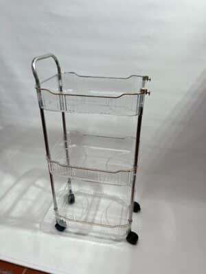 Organizador Acrilico 3 Pisos Con Ruedas bases Metalicas