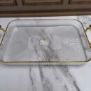 Bandeja acrílica Rectangular con manijas doradas