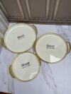 Set X3 Bandejas De Color Blanco Con Dorado O Blanco Con Plataedo