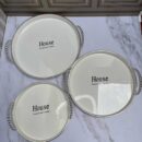 Set X3 Bandejas De Color Blanco Con Dorado O Blanco Con Plataedo