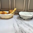 Canastilla Metálica Rendonda Con Cubierta Tela