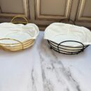 Canastilla Metálica Rendonda Con Cubierta Tela