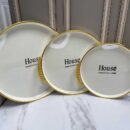 Set X3 Bandejas De Color Blanco Con Dorado O Blanco Con Plataedo