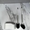 Cepillo y Churrusco Para Baño Mango en Acero