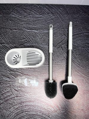 Cepillo y Churrusco Para Baño Mango en Acero