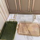 Bandeja acrílica Rectangular con manijas doradas