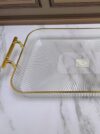 Bandeja acrílica Rectangular con manijas doradas