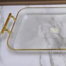 Bandeja acrílica Rectangular con manijas doradas