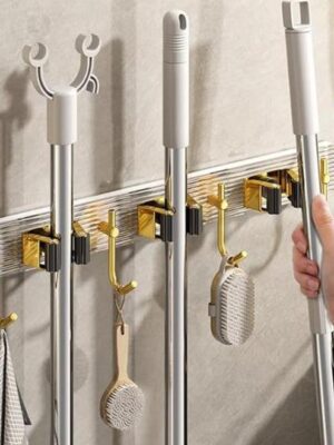 Organizador De Escobas Fino Dorado 38X55Cm