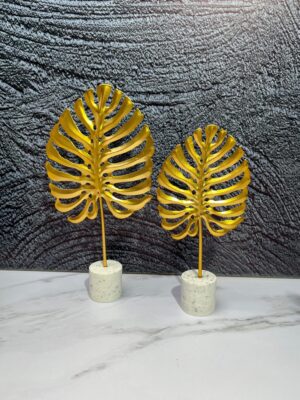 Decoracion Hojas Metal/Marmol 20X4Cm