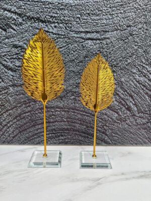 Decoracion Hojas Metal/Vidrio 22X6Cm